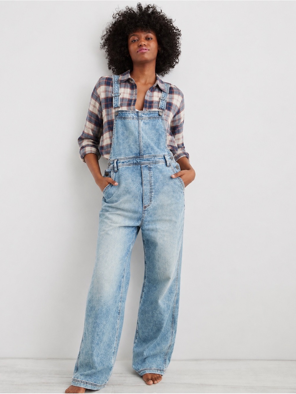 AERIE COTTON Y2K BAGGY OVERALLS SIZE XS